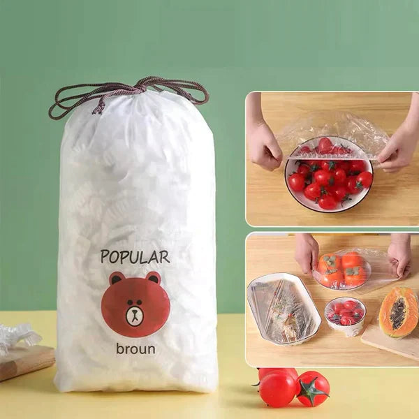 100pcs Reusable Disposable Food Cover Plastic Wrap Durable Elastic Food Lids for Bowls Elastic Plate Covers For Kitchen Food Saver Bag( - Gadgets For All