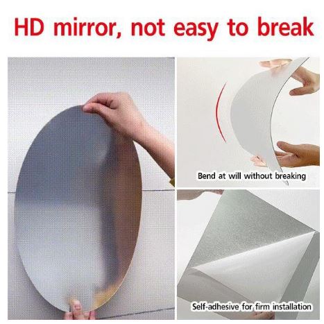 Big Large Mirror 10 15 20 30cm Round Elliptic Acrylic Wall Mirror Plexiglass for Walls Bathroom Wall-Mounted Mirrors for Make Up - Gadgets For All