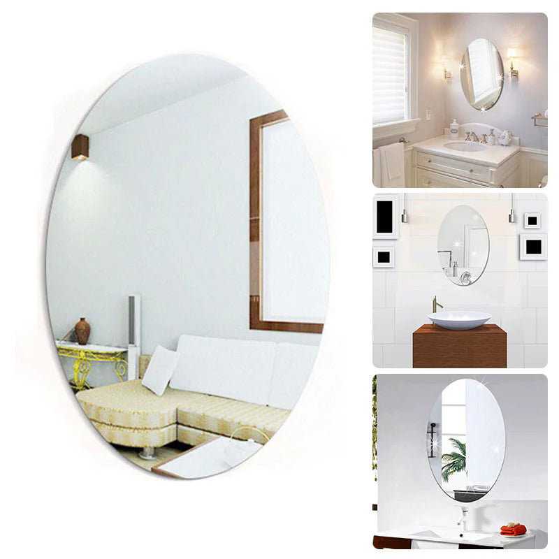 Big Large Mirror 10 15 20 30cm Round Elliptic Acrylic Wall Mirror Plexiglass for Walls Bathroom Wall-Mounted Mirrors for Make Up - Gadgets For All