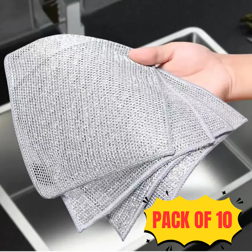10 pieces of steel wire dishwashing cloth, cleaning cloth mesh, non greasy cloth, kitchen stove cleaning cloth - Gadgets For All