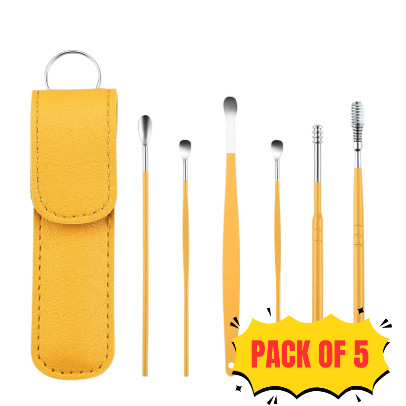 Ear Cleaning Tool Stainless Steel Ear Pick Kit &1Pc Storage Bag Earwax Remover Tool - Gadgets For All
