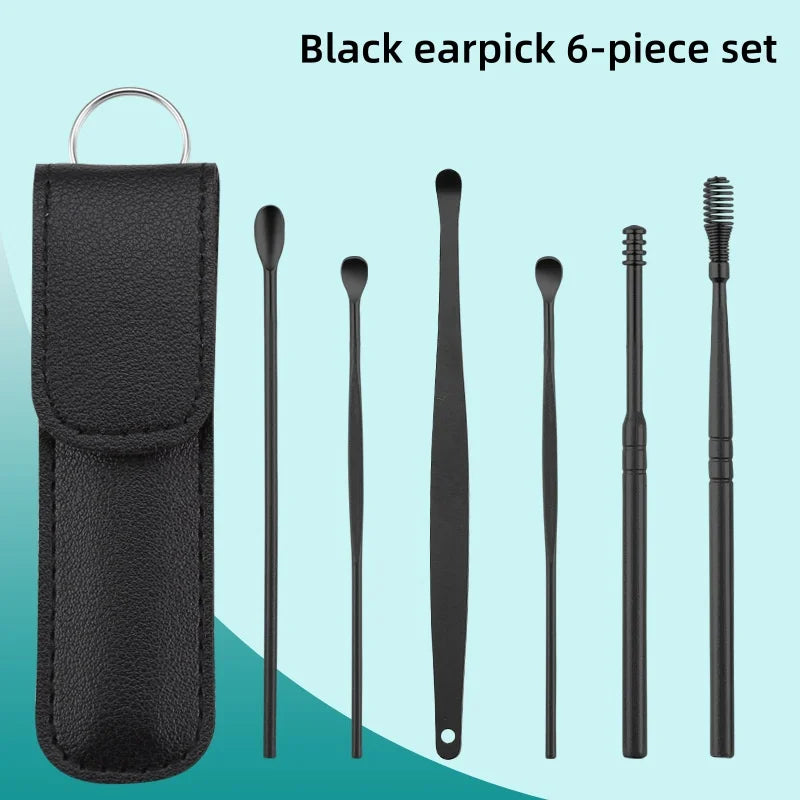 Ear Cleaning Tool Stainless Steel Ear Pick Kit &1Pc Storage Bag Earwax Remover Tool - Gadgets For All