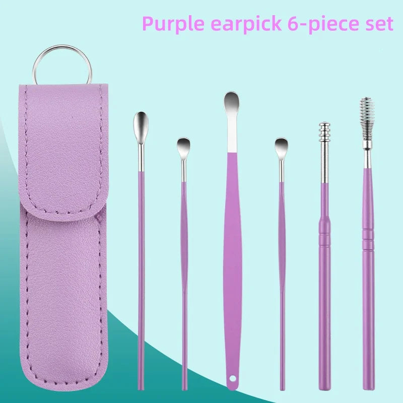 Ear Cleaning Tool Stainless Steel Ear Pick Kit &1Pc Storage Bag Earwax Remover Tool - Gadgets For All