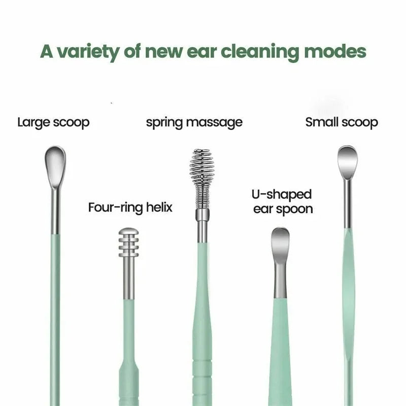 Ear Cleaning Tool Stainless Steel Ear Pick Kit &1Pc Storage Bag Earwax Remover Tool - Gadgets For All