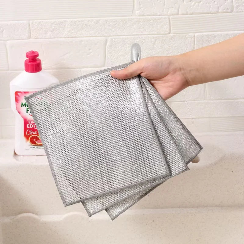 10 pieces of steel wire dishwashing cloth, cleaning cloth mesh, non greasy cloth, kitchen stove cleaning cloth - Gadgets For All