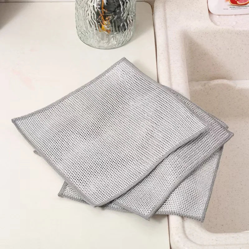 10 pieces of steel wire dishwashing cloth, cleaning cloth mesh, non greasy cloth, kitchen stove cleaning cloth - Gadgets For All