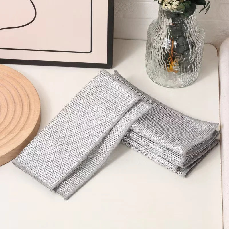 10 pieces of steel wire dishwashing cloth, cleaning cloth mesh, non greasy cloth, kitchen stove cleaning cloth - Gadgets For All