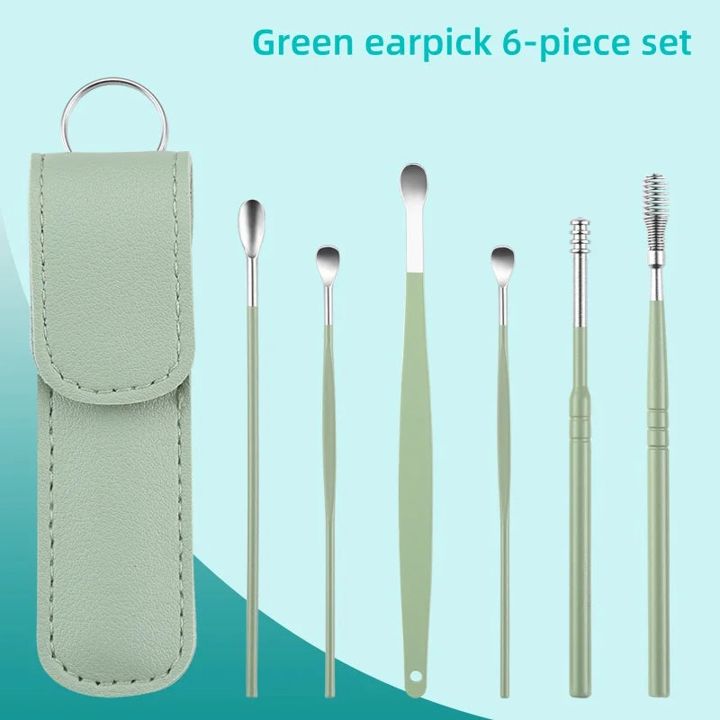 Ear Cleaning Tool Stainless Steel Ear Pick Kit &1Pc Storage Bag Earwax Remover Tool - Gadgets For All