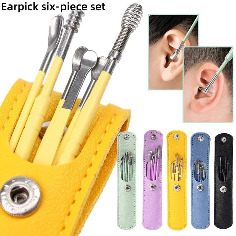 Ear Cleaning Tool Stainless Steel Ear Pick Kit &1Pc Storage Bag Earwax Remover Tool - Gadgets For All