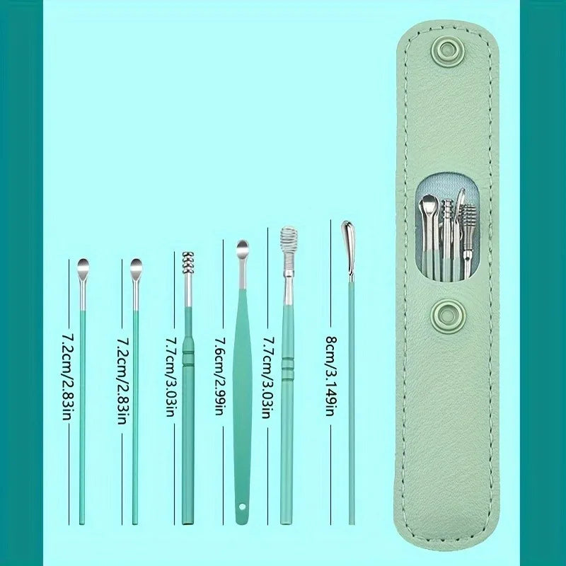 Ear Cleaning Tool Stainless Steel Ear Pick Kit &1Pc Storage Bag Earwax Remover Tool - Gadgets For All