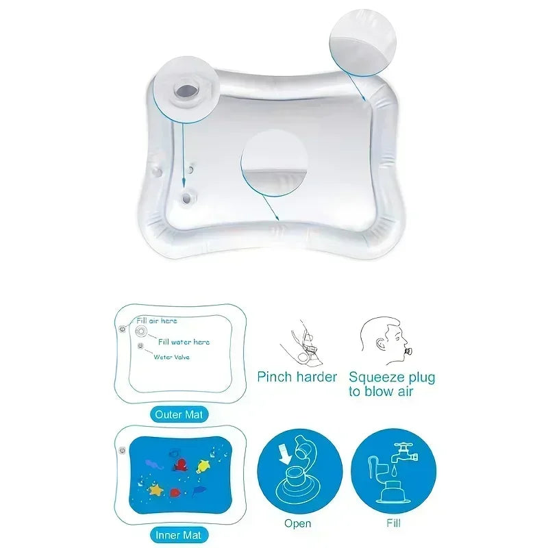 Large Baby Play Mat Summer Inflatable Water High Quality Baby Early Education Water Play Mat Suitable for Baby Activity Exercise - Gadgets For All