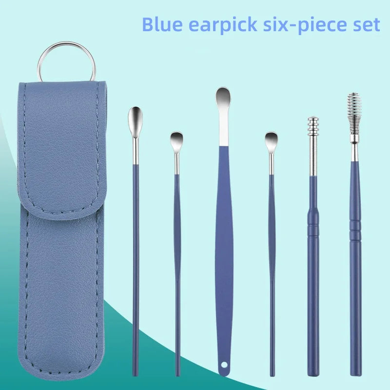 Ear Cleaning Tool Stainless Steel Ear Pick Kit &1Pc Storage Bag Earwax Remover Tool - Gadgets For All