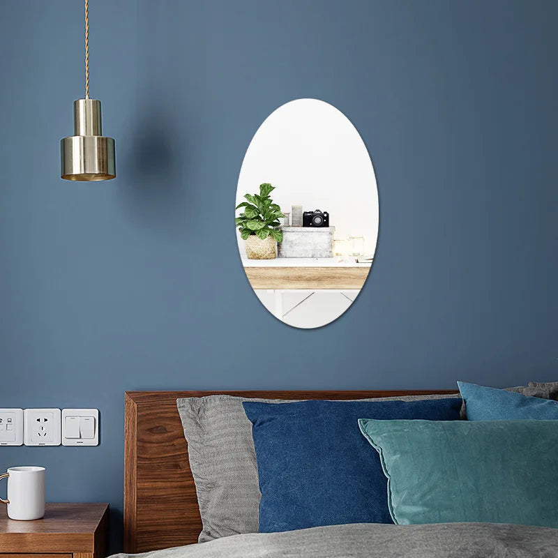 Big Large Mirror 10 15 20 30cm Round Elliptic Acrylic Wall Mirror Plexiglass for Walls Bathroom Wall-Mounted Mirrors for Make Up - Gadgets For All