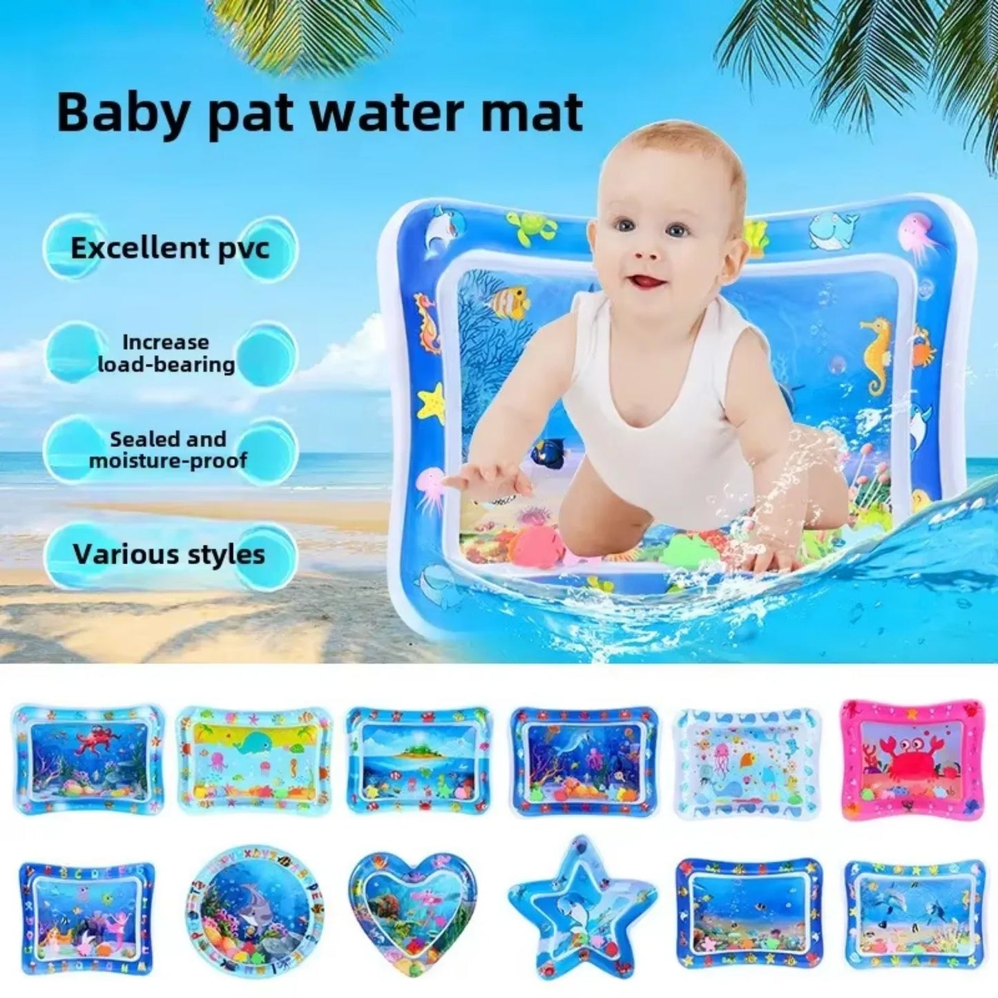 Large Baby Play Mat Summer Inflatable Water High Quality Baby Early Education Water Play Mat Suitable for Baby Activity Exercise - Gadgets For All