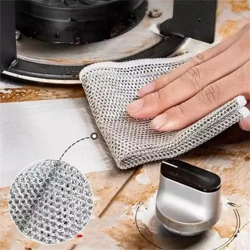 10 pieces of steel wire dishwashing cloth, cleaning cloth mesh, non greasy cloth, kitchen stove cleaning cloth - Gadgets For All