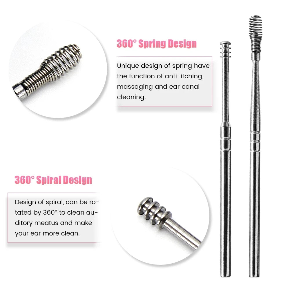 Ear Cleaning Tool Stainless Steel Ear Pick Kit &1Pc Storage Bag Earwax Remover Tool - Gadgets For All