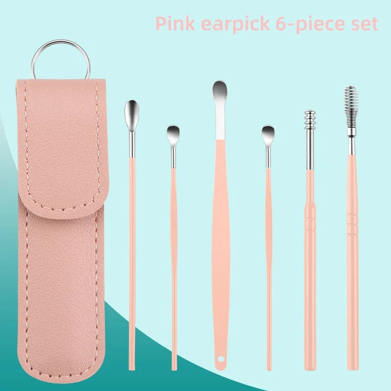 Ear Cleaning Tool Stainless Steel Ear Pick Kit &1Pc Storage Bag Earwax Remover Tool - Gadgets For All