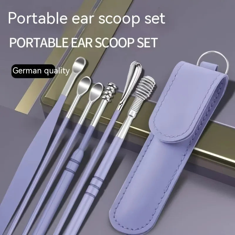 Ear Cleaning Tool Stainless Steel Ear Pick Kit &1Pc Storage Bag Earwax Remover Tool - Gadgets For All