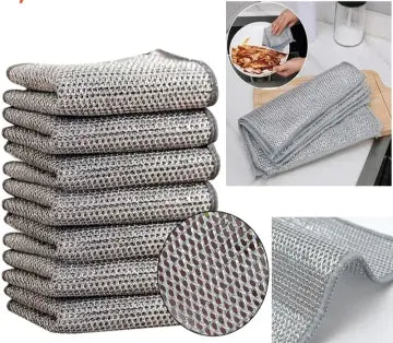 10 pieces of steel wire dishwashing cloth, cleaning cloth mesh, non greasy cloth, kitchen stove cleaning cloth - Gadgets For All