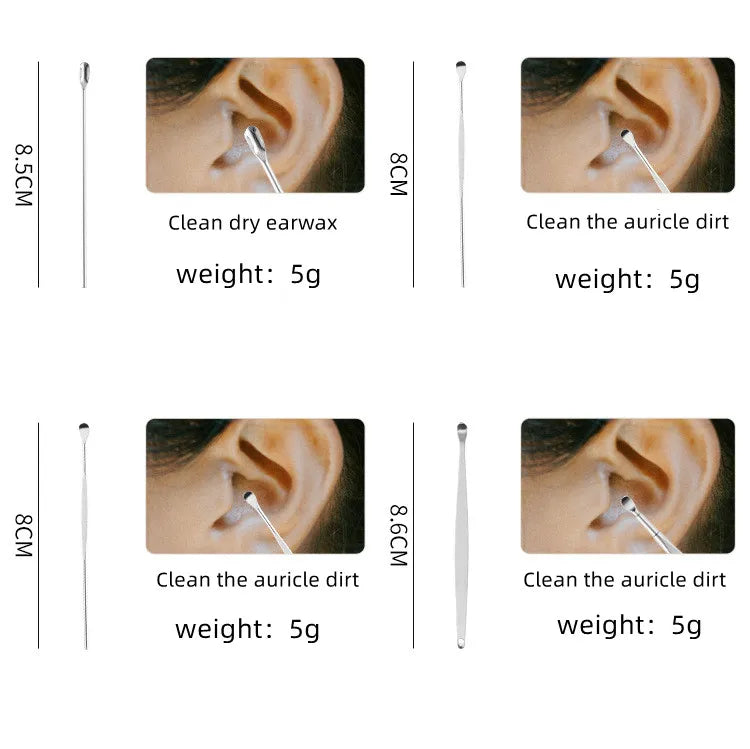 Ear Cleaning Tool Stainless Steel Ear Pick Kit &1Pc Storage Bag Earwax Remover Tool - Gadgets For All