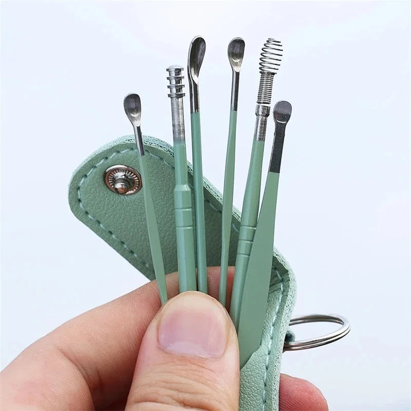 Ear Cleaning Tool Stainless Steel Ear Pick Kit &1Pc Storage Bag Earwax Remover Tool - Gadgets For All