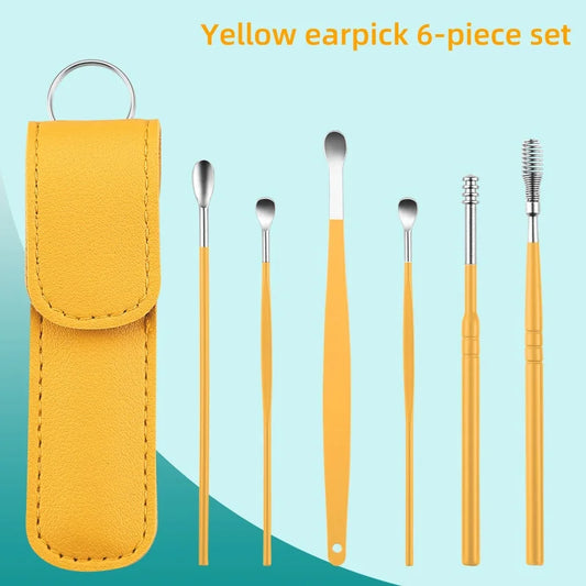 Ear Cleaning Tool Stainless Steel Ear Pick Kit &1Pc Storage Bag Earwax Remover Tool - Gadgets For All
