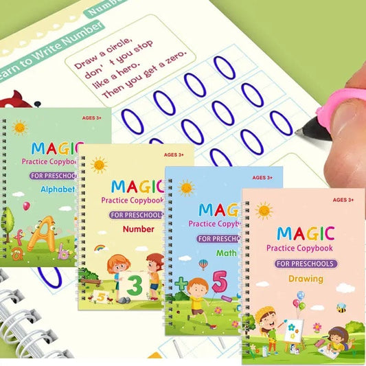 4 Magic Practice Copybook Pen Preschools Kids Calligraphy Notebook Children Reusable English Writing Book Age 3-8 - Gadgets For All